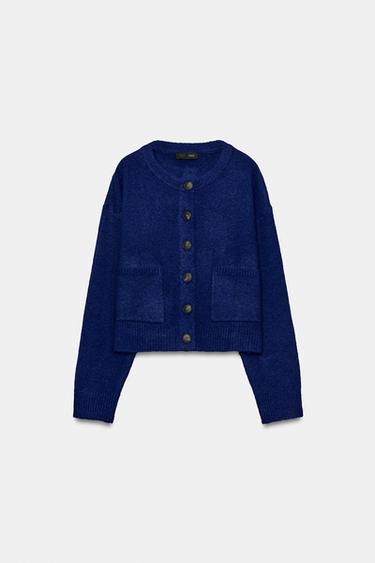 CHAQUETA PUNTO BOLSILLOS - Azulón de Zara - Imagen 0