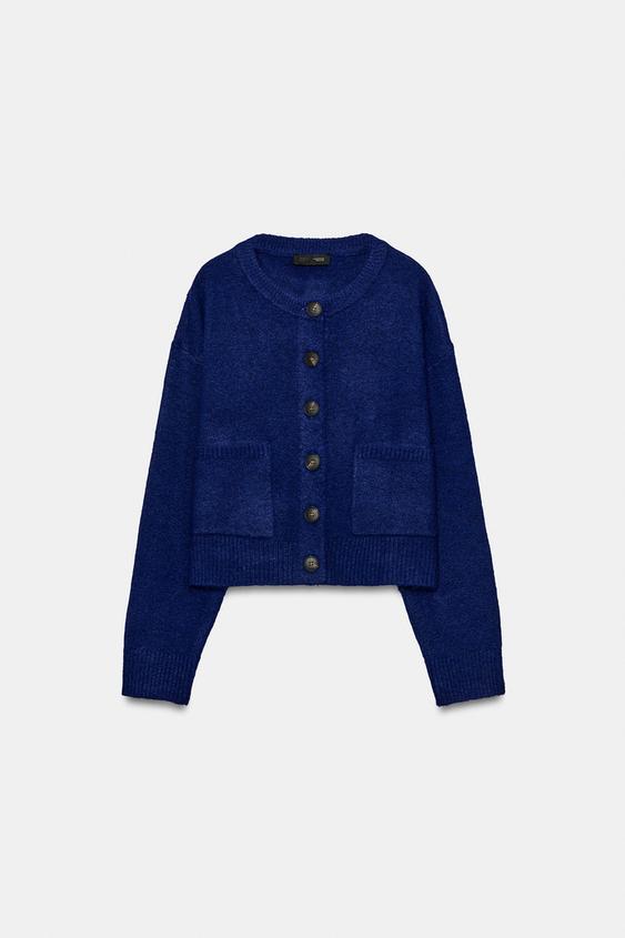 CHAQUETA PUNTO BOLSILLOS - Azulón de Zara - Imagen 0