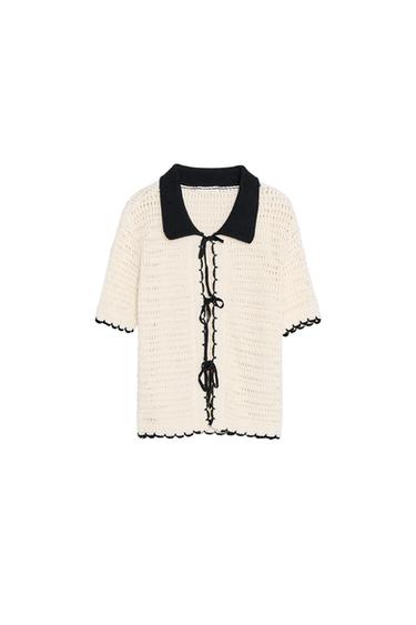 CROCHET POLO COLLAR TOP