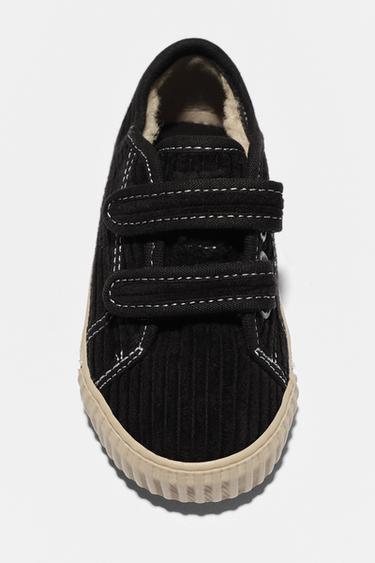 TENNIS EN COTON CÔTELÉ AVEC INTÉRIEUR MOUTONNÉ - Noir de Zara