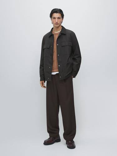 Zara Water-repellent overshirt with pockets - Dark navy