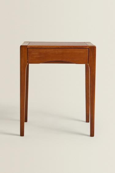 OAK BEDSIDE TABLE WITH DRAWER - Dark brown by Zara