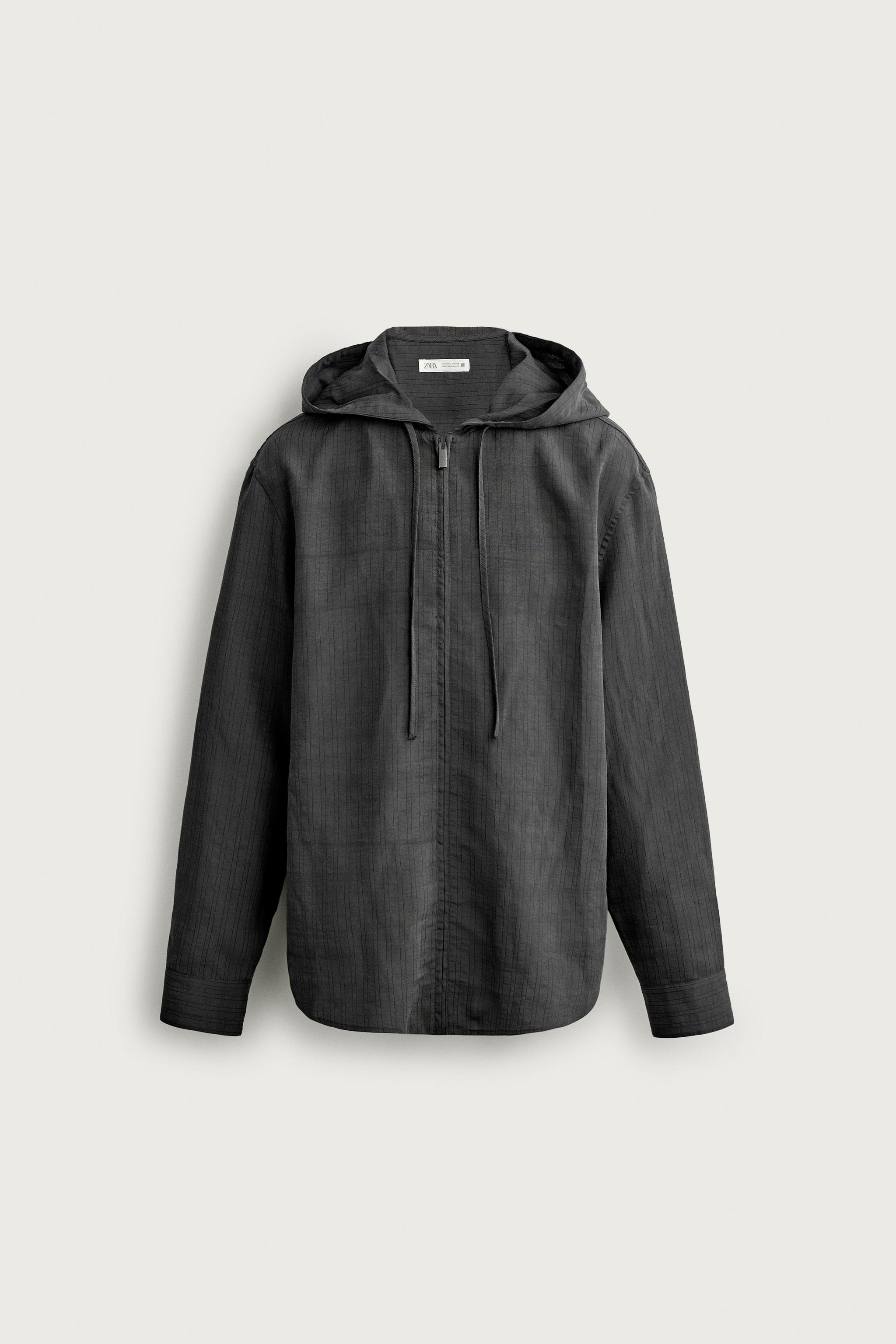 STRIPED FLUID HOODIE OVERSHIRT