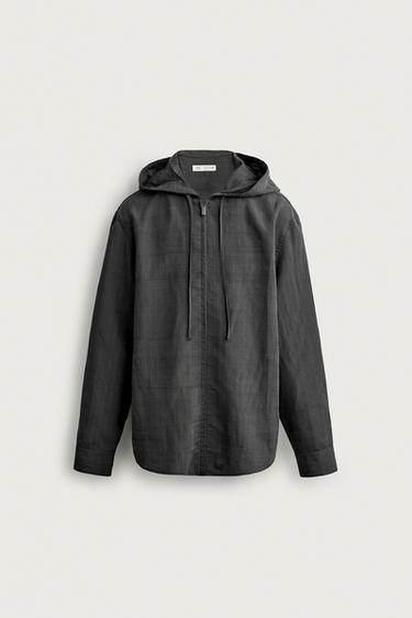 SURCHEMISE FLUIDE À RAYURES ET CAPUCHE - Gris anthracite de Zara - Image 6