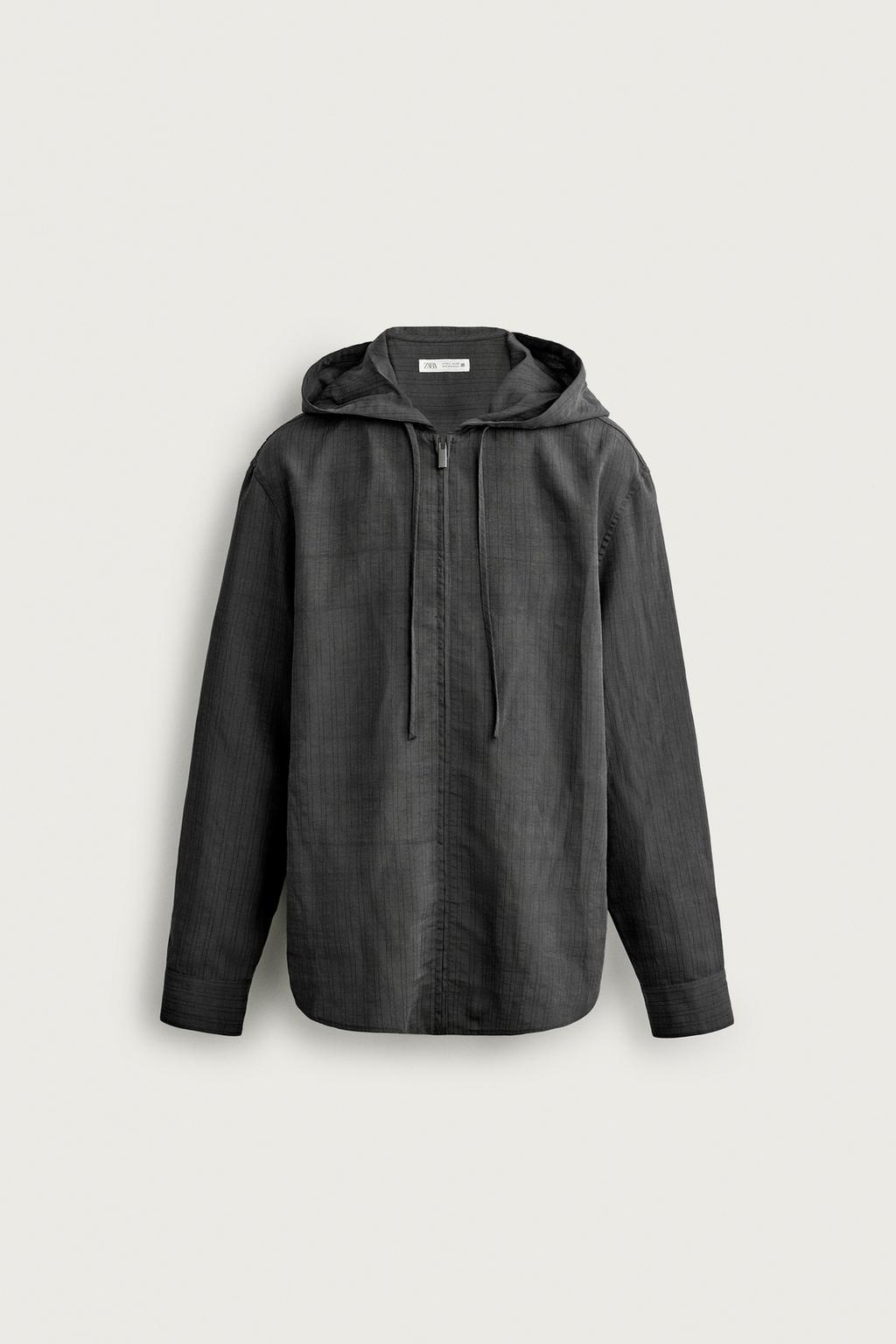 STRIPED FLUID HOODED OVERSHIRT