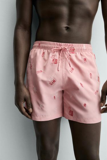 COMBINED EMBROIDERED MEDIUM SWIMMING TRUNKS - Pink by Zara - Image 5