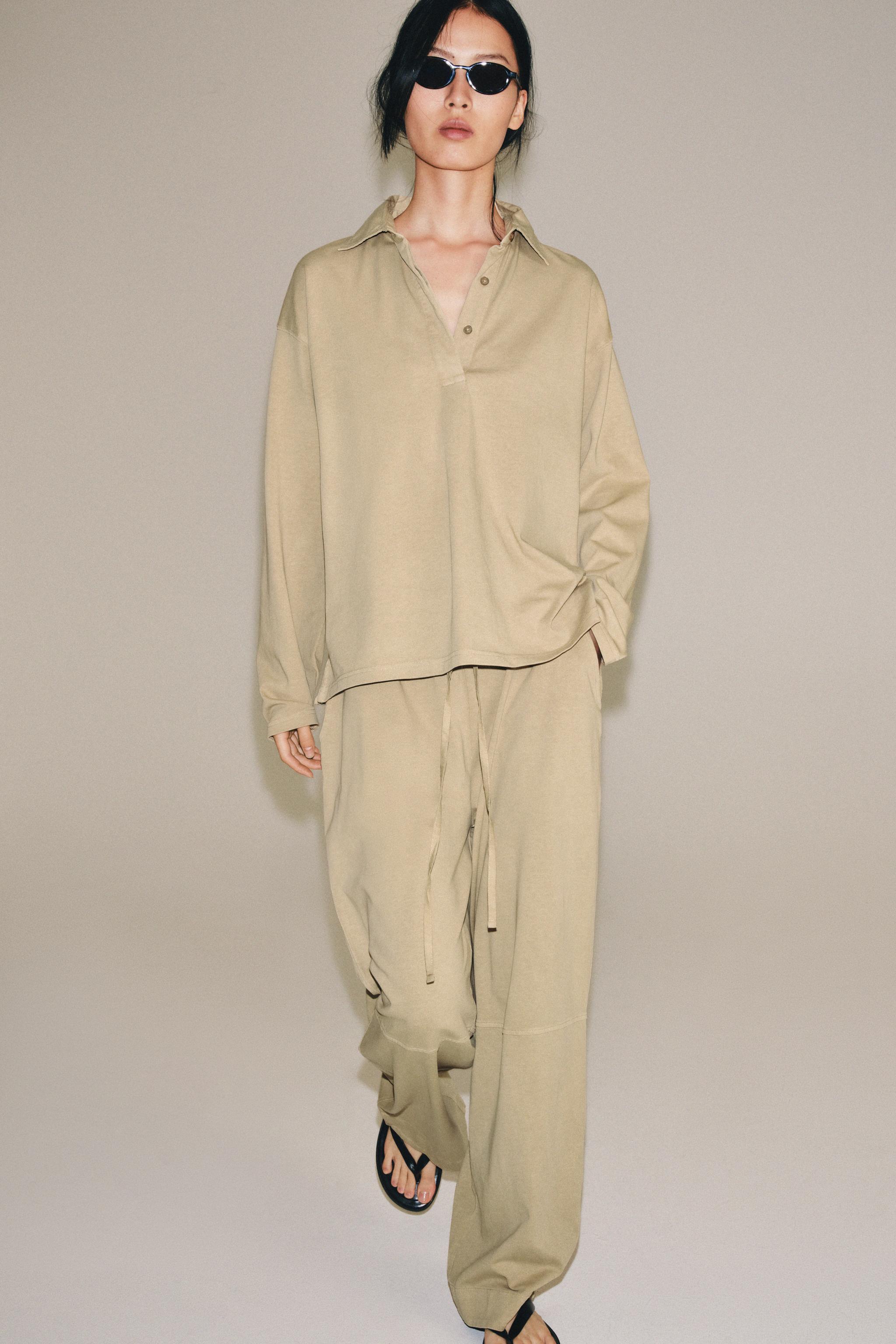 Zara PAMUKLU OVERSIZE POLO T-SHIRT görsel 4