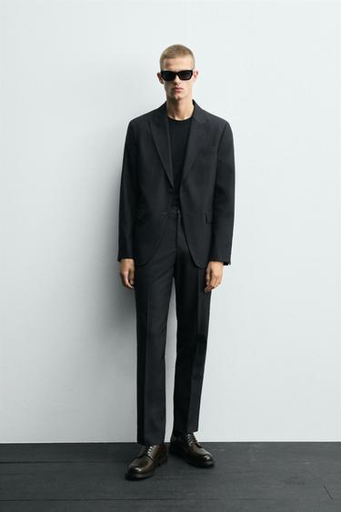 HERRINGBONE SUIT BLAZER - Navy blue by Zara