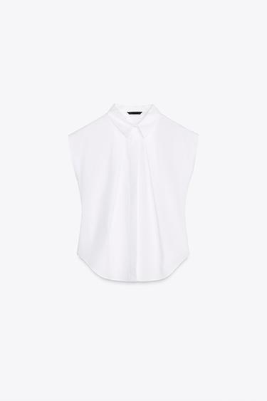 SLEEVELESS POPLIN SHIRT - White by Zara - Image 0