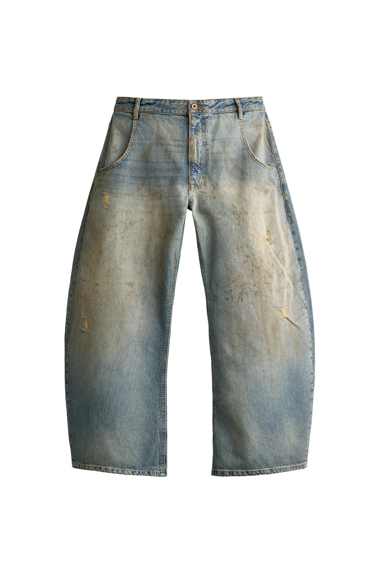 VINTAGE EFFECT LOOSE BARREL FIT JEANS