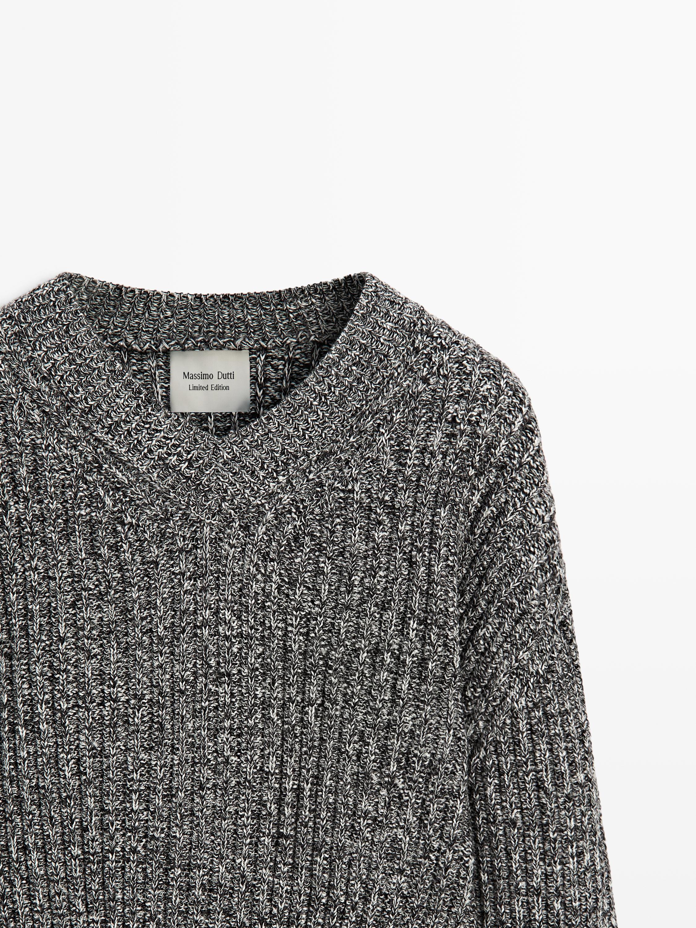 Flecked knit sweater 100% wool - LIMITED