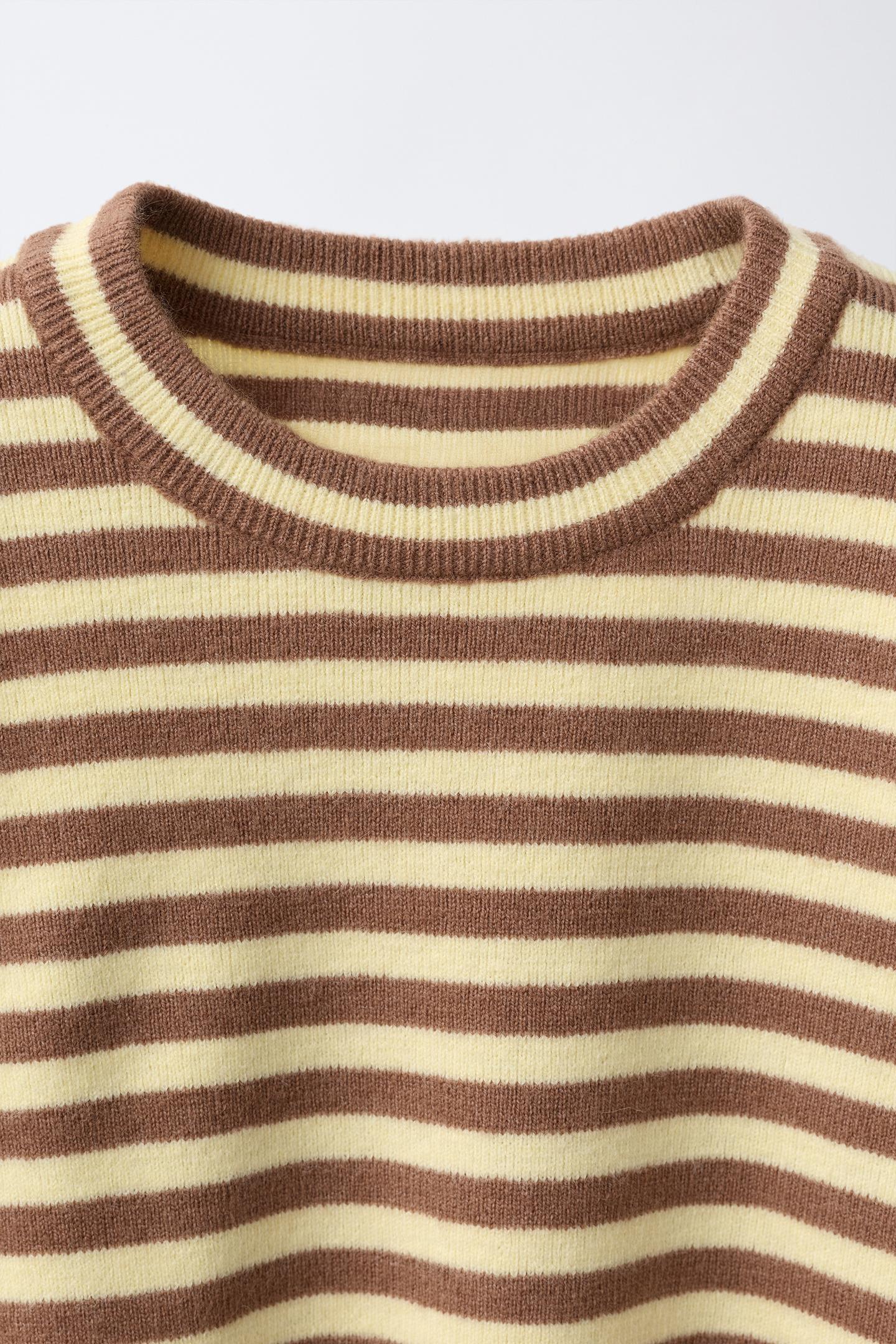Детский свитер Zara Striped Knit, цвет: Коричневый — фото 3