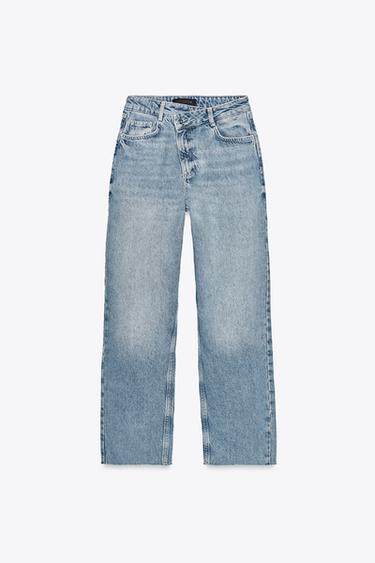 JEAN Z.09 DROIT CHEVILLE TAILLE HAUTE CEINTURE CROISÉE - Indigo de Zara