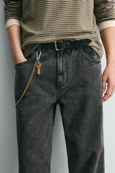 PANTALON STRAIGHT FIT JACQUARD - Gris foncé de Zara - Image 5