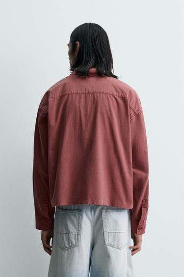CHEMISE COUPE BOXY DÉLAVÉE - Rouge de Zara - Image 2