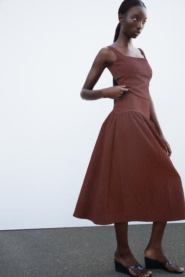 TEXTURED STRAPPY TOP - Burgundy by Zara - Image 2