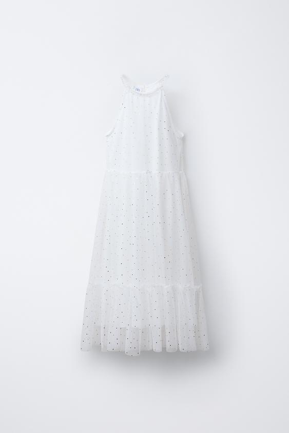 Robe En Tulle écru Carven Taille 38 - Style Chemisier Floral - Occasion Très Bon état - Soirée/Cocktail