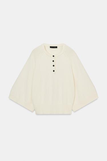 KNIT JUMPER WITH WIDE SLEEVES - Ecru by Zara