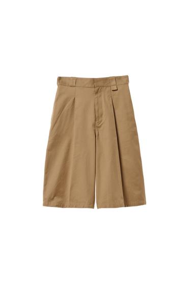 WIDE-LEG PLEATED BERMUDA SHORTS WILLY CHAVARRIA X ZARA - Beige by Zara