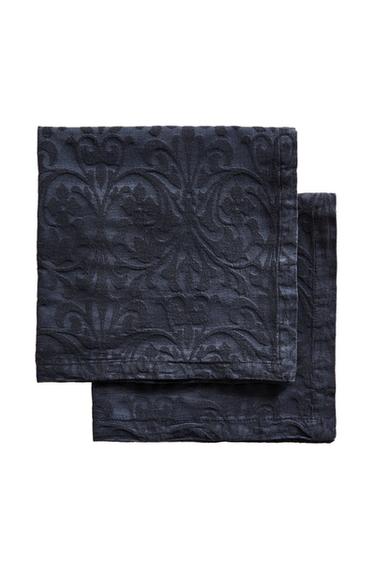 PACK SERVILLETAS JACQUARD FLORAL (PACK DE 2) - Azul de Zara