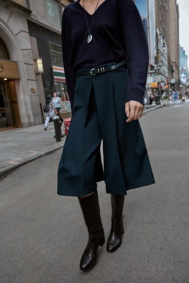 SHORT LONG CEINTURE - Bleu marine de Zara - Image 1
