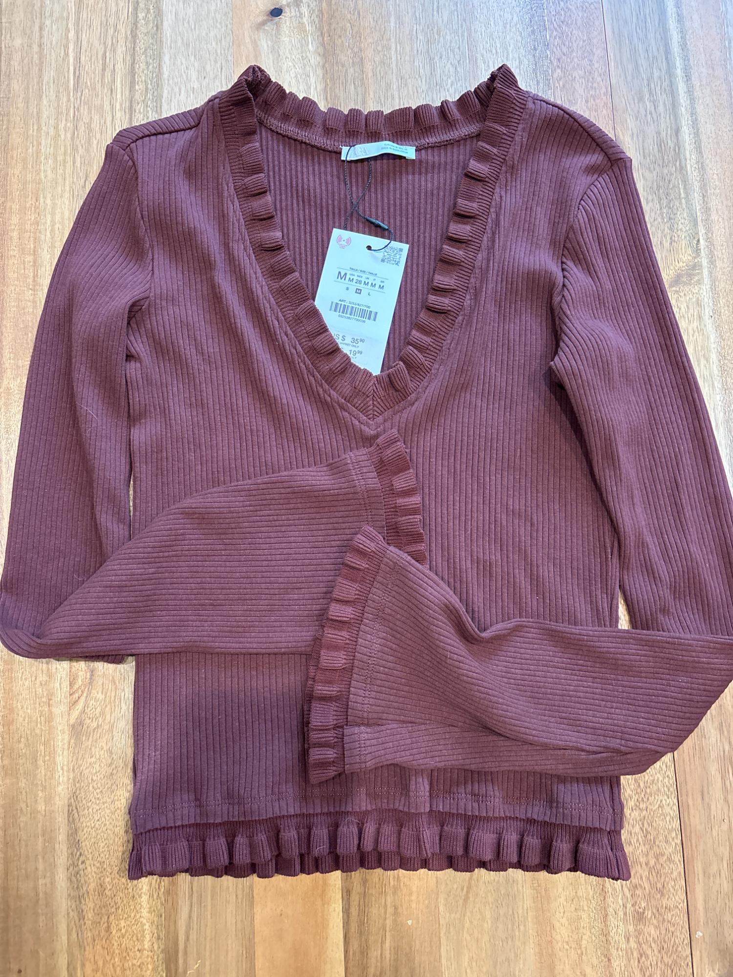 RUFFLED LONG SLEEVE TOP | Zara Preowned