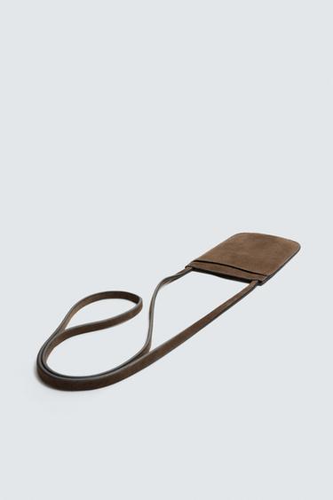 LEATHER CROSSBODY BAG - Brown by Zara - Image 1