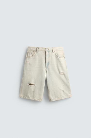 Zara 寬鬆版型牛仔短褲 - 淡藍色
