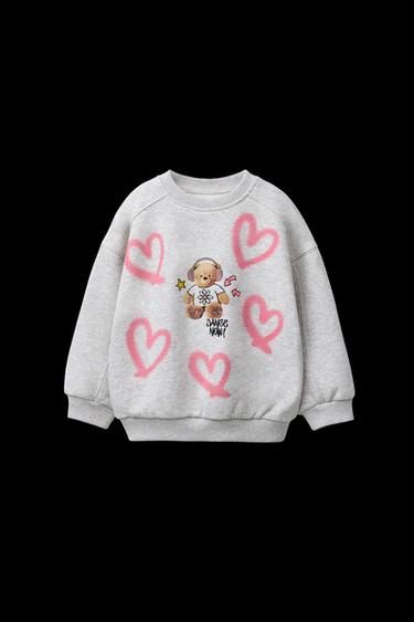 Zara EMBROIDERED BEAR SWEATSHIRT - Gray marl - Image 0