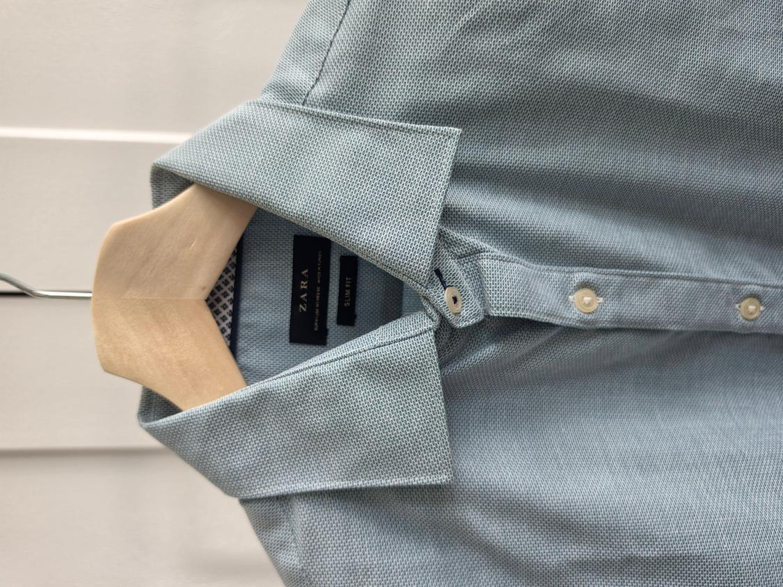 SLIM FIT PATTERNED LONG SLEEVE BUTTON UP COTTON SHIRT - Image 2