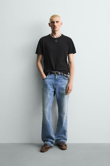 CAMISETA PUNTO SLIM FIT ESTRUCTURA - Negro de Zara - Imagen 0