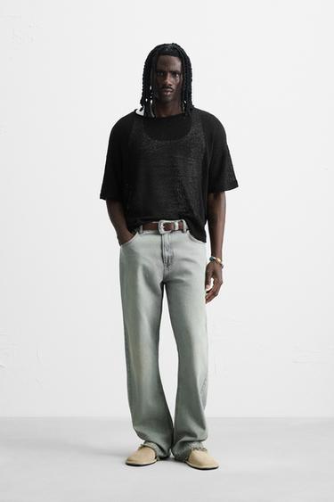 KNIT LACE T-SHIRT - Black by Zara