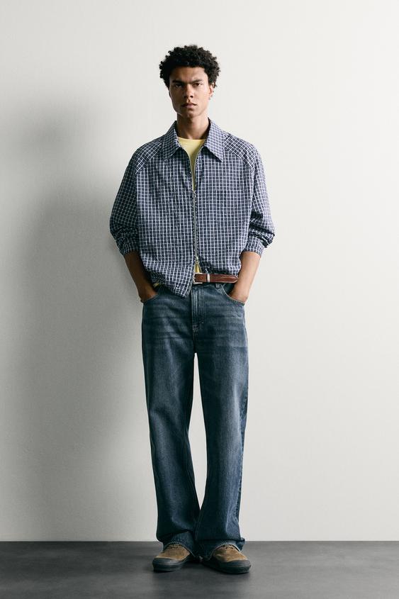 SURCHEMISE À CARREAUX RELIÉS - Bleu de Zara - Image 0