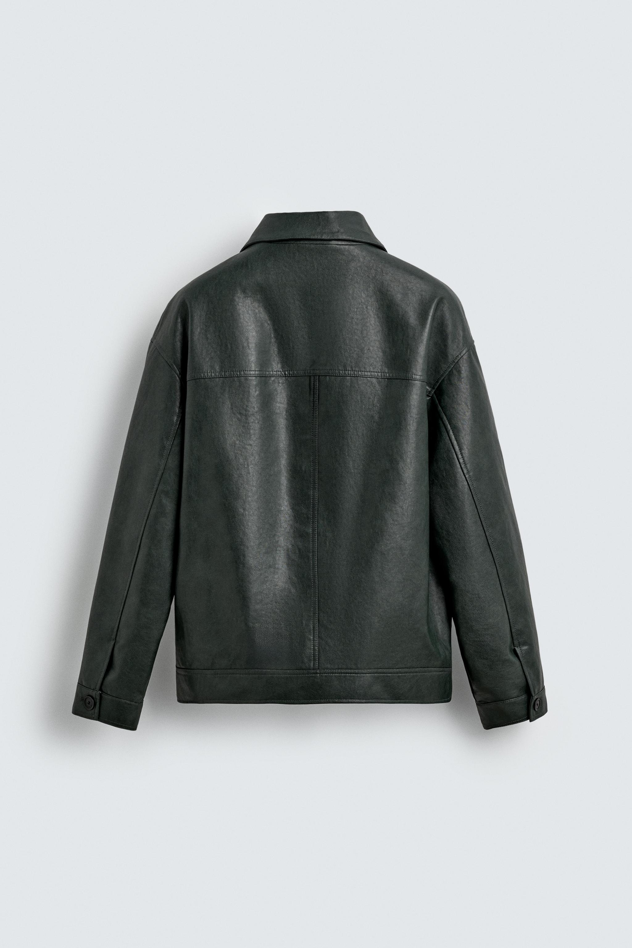 Zara - Faux Leather Jacket - Duck Green - M - Man Zara - Faux Leather Jacket - Duck Green - M - Man