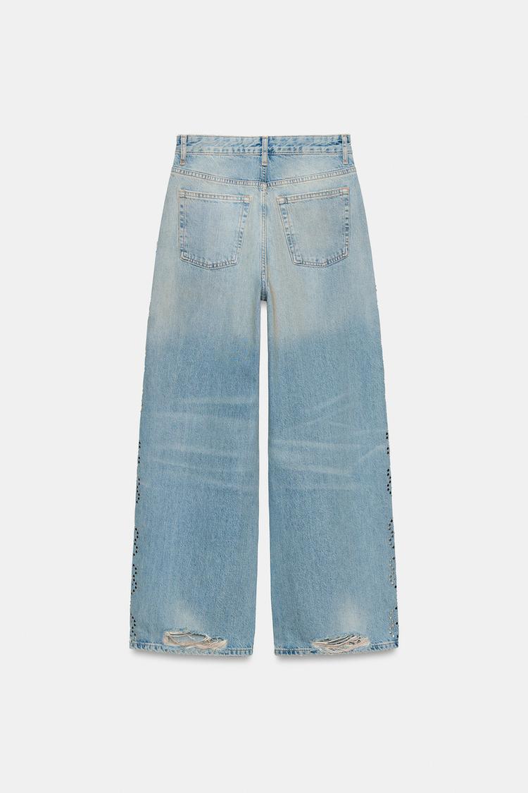 Jeans TRF de pierna ancha con tachas y rotos 5