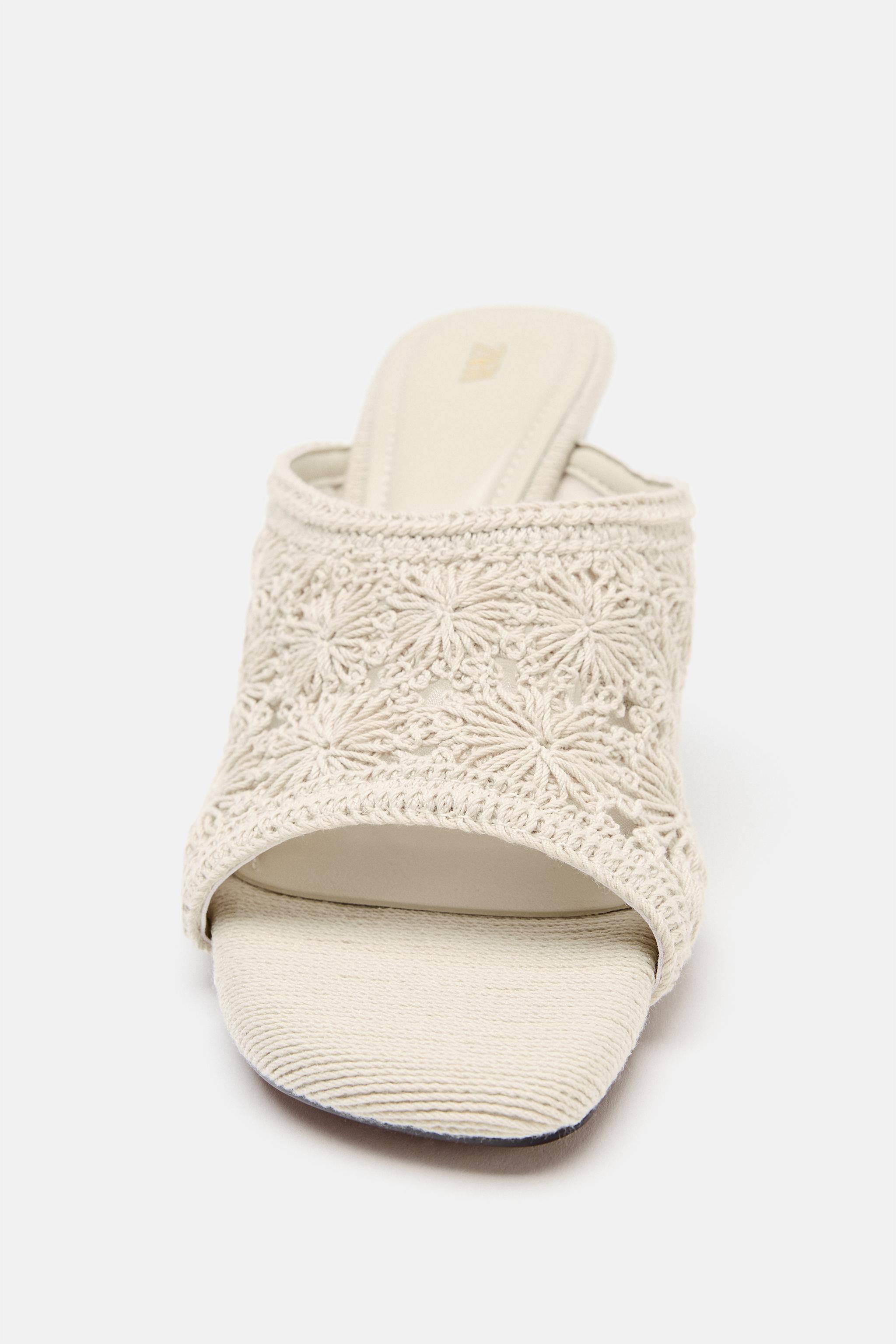 Женские сандалии Zara CROCHET WEDGE SANDALS — фото 5