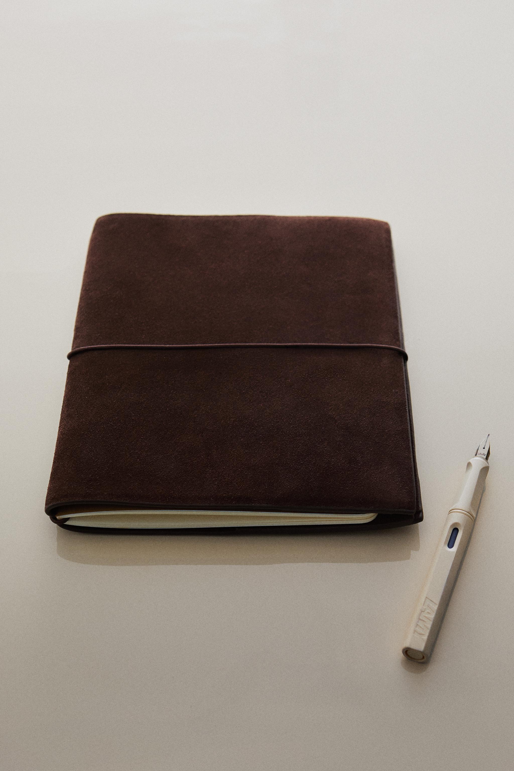SUEDE LEATHER BOOK COVER — Brown