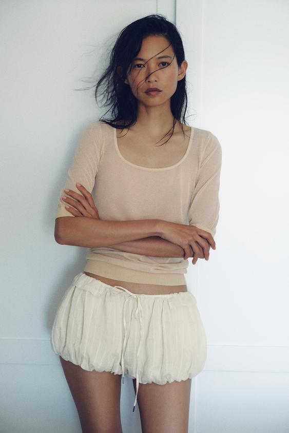 RUFFLED STRIPED BLOOMER SHORTS from Zara - $59.90