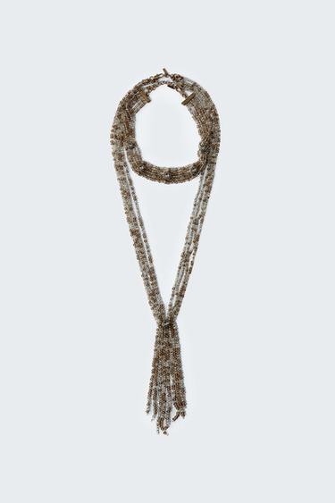 Zara PACK OF 2 BEADED CHOKER NECKLACES - Gray