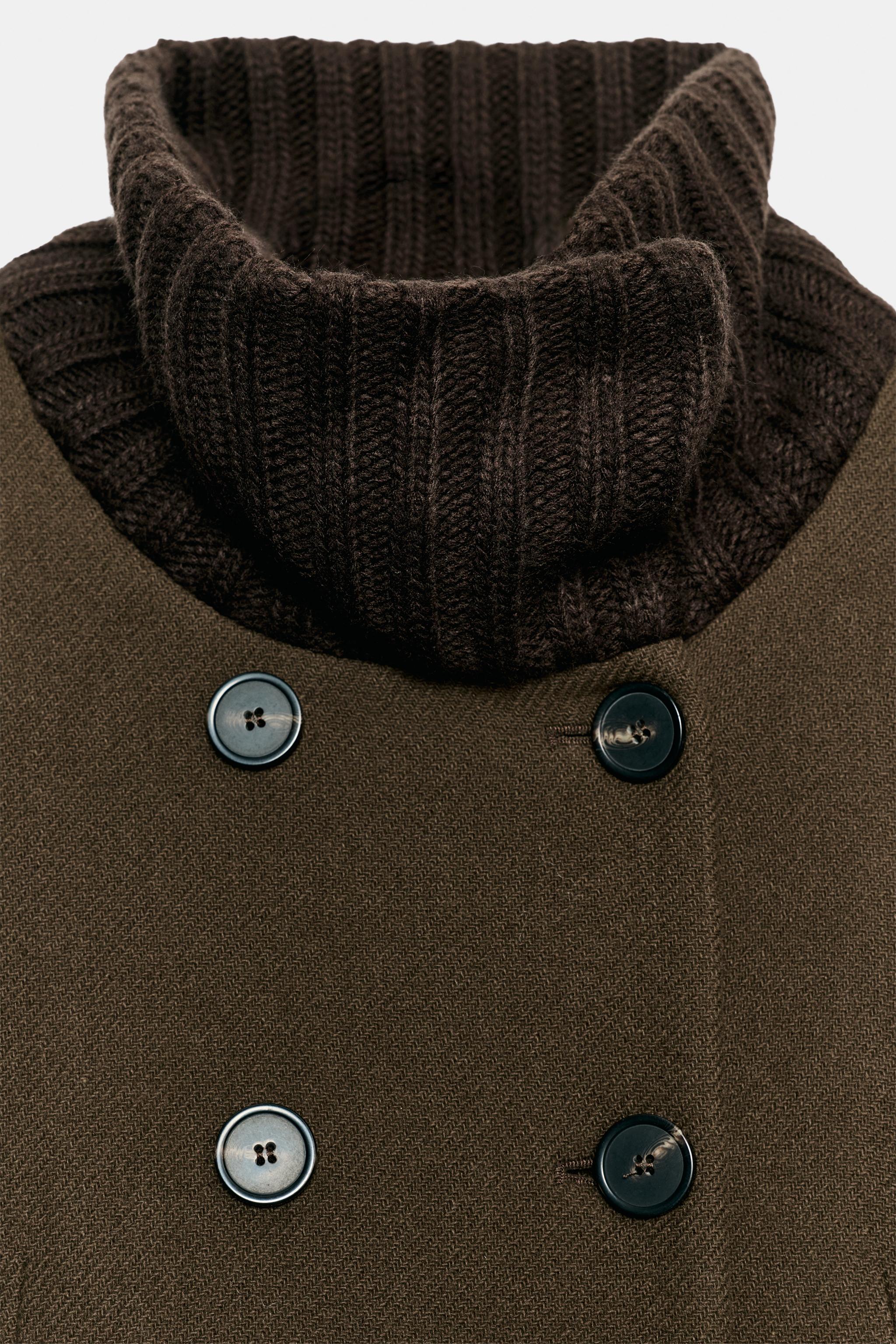 ZW COLLECTION SHORT COMBINED WOOL-BLEND COAT