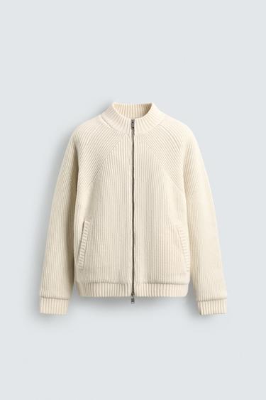 QUILTED KNIT BOMBER JACKET - Ecru by Zara