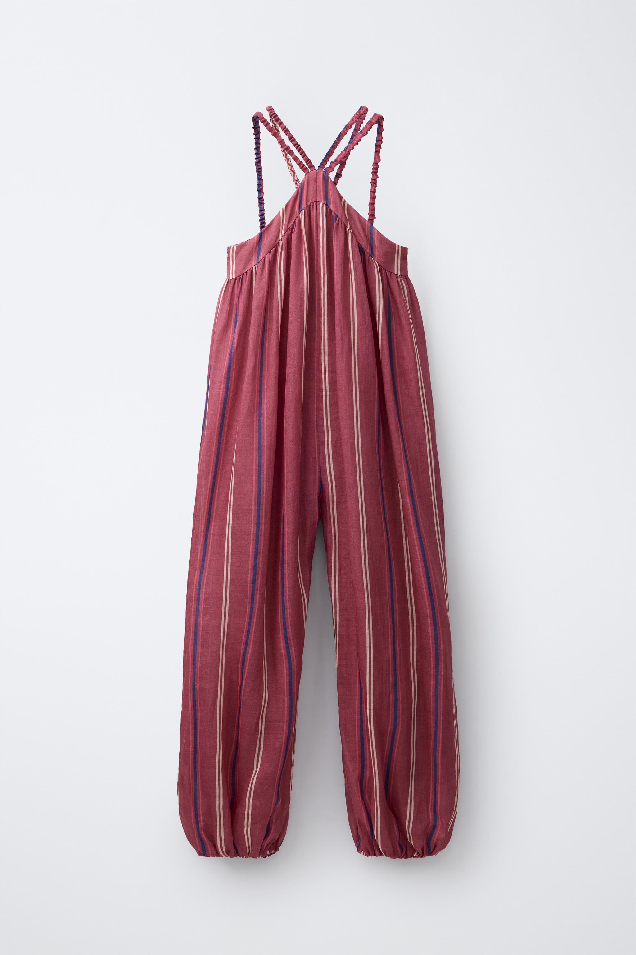100% RAMIE STRIPED JUMPSUIT