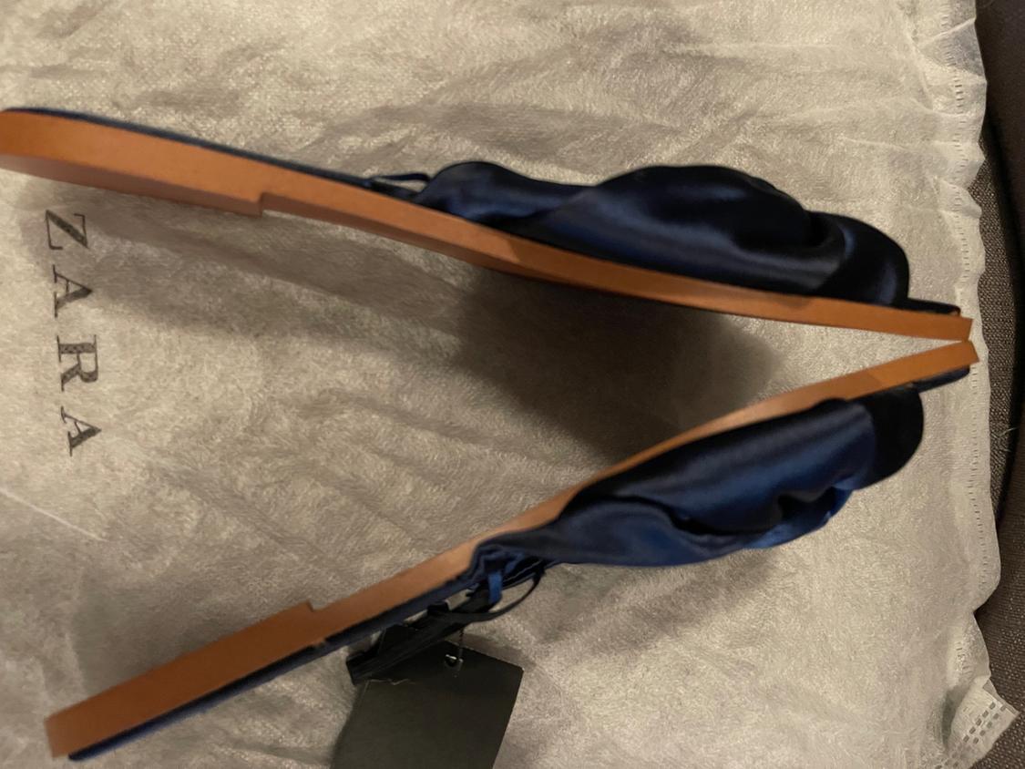 BLUE SATIN KNOTTED SLIDES SIZE 37 - Image 3