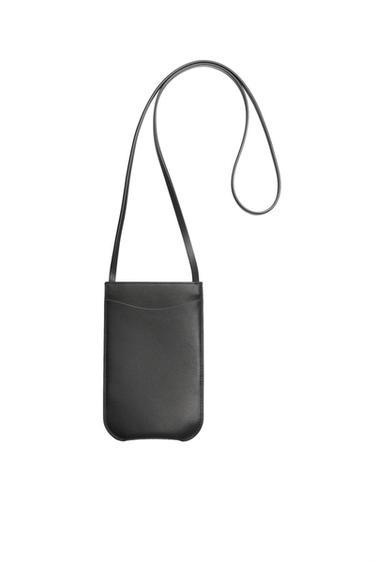 Zara LEATHER CROSSBODY BAG - Black