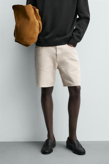 PANTALLONA TË SHKURTRA DENIM REGULAR FIT - Ngjyrë natyrale nga Zara