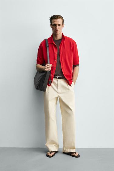 COTTON KNIT SHIRT - Red by Zara - Image 0
