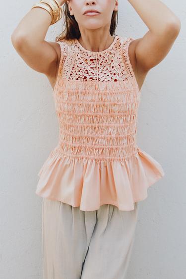 TOP-A GOMADUNA PARPAILAREKIN - Mandarina kolorea, Zara-rena
