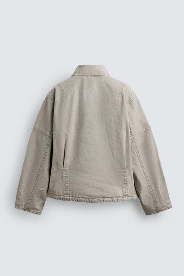 BLOUSON COUPE BOXY EFFET DÉLAVÉ - Gris / Marron clair de Zara - Image 7