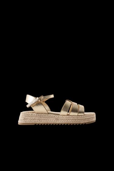 Zara TRIPLE STRAP PLATFORM SANDALS - Gold - Image 0