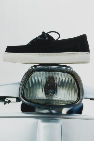 SPORTY SPLIT SUEDE DERBY SHOES - Navy Blue by Zara
